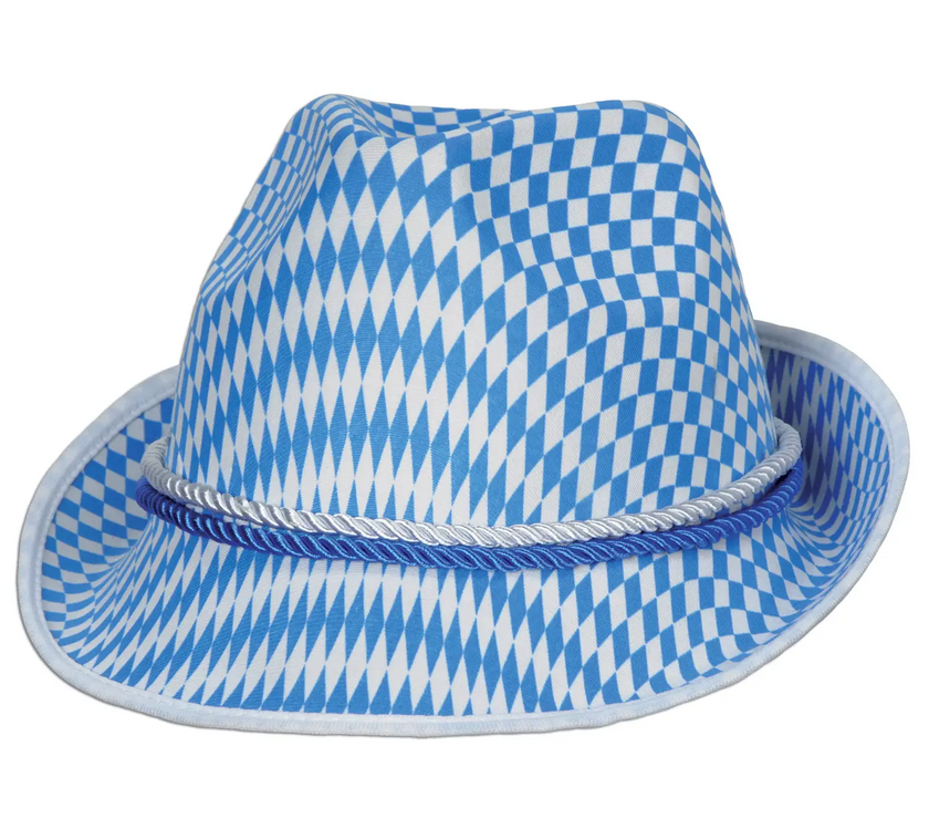 Oktoberfest Alpine, Blue and White Bavarian Design Hat
