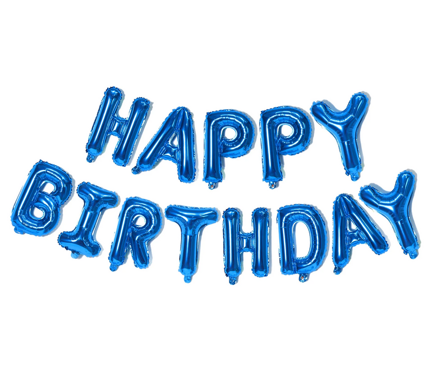 Blue Happy Birthday Balloon Banner