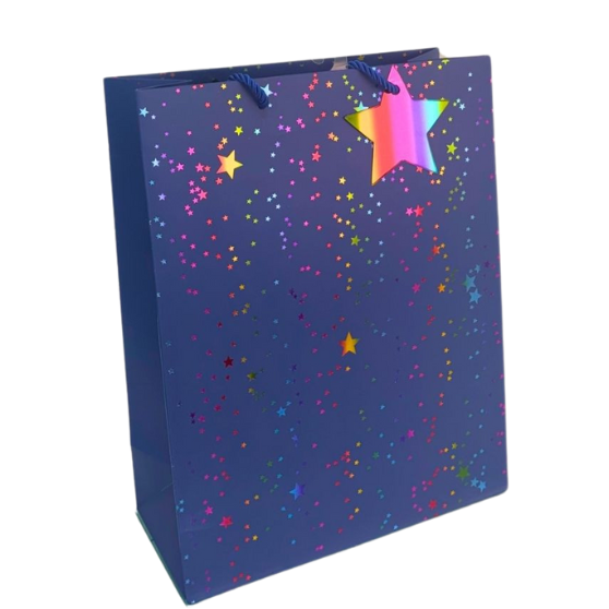 Blue Embossed Star Large Gift Bag