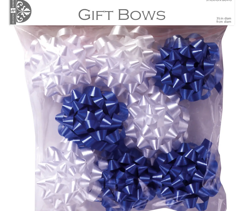 Blue and White Bow Assortment 8CT