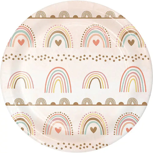Boho Rainbow Dessert Plates 8CT