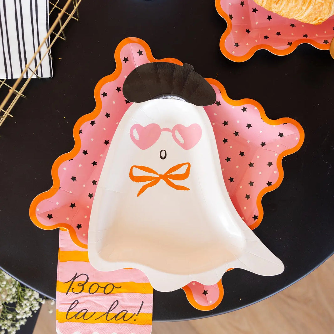 Pink with Black Star Paper Plates 8CT