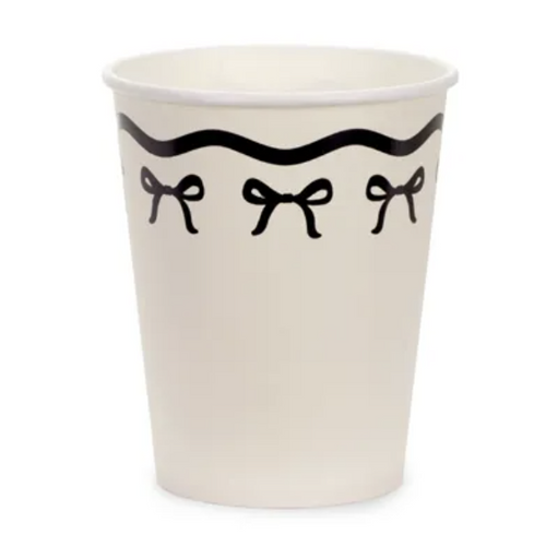 Ivory Paper Cup with Black Bows 6CT