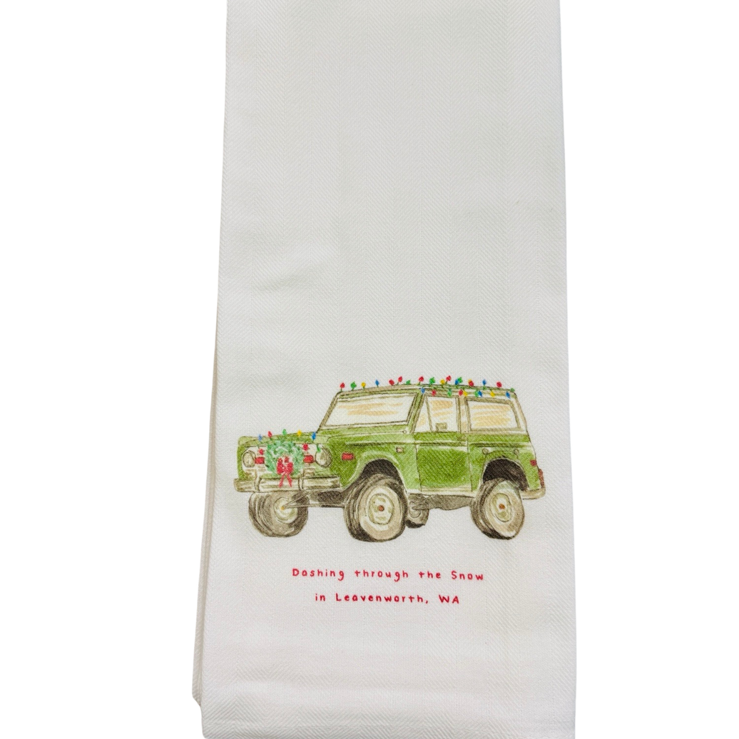 Christmas Light Bronco Tea Towel