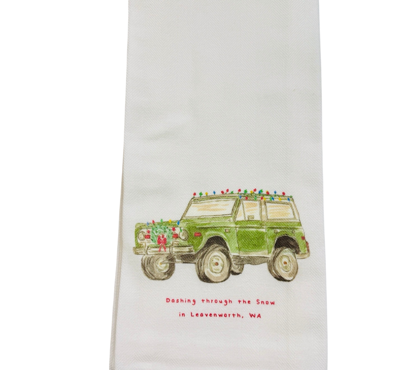 Christmas Light Bronco Tea Towel