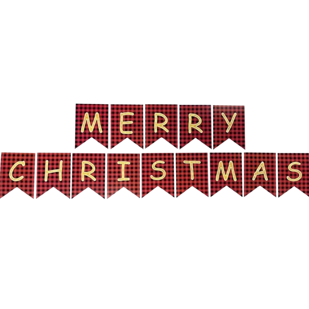 Merry Christmas Buffalo Plaid Banner
