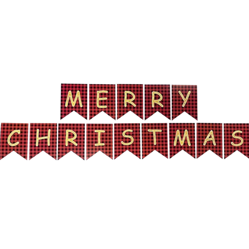 Merry Christmas Buffalo Plaid Banner