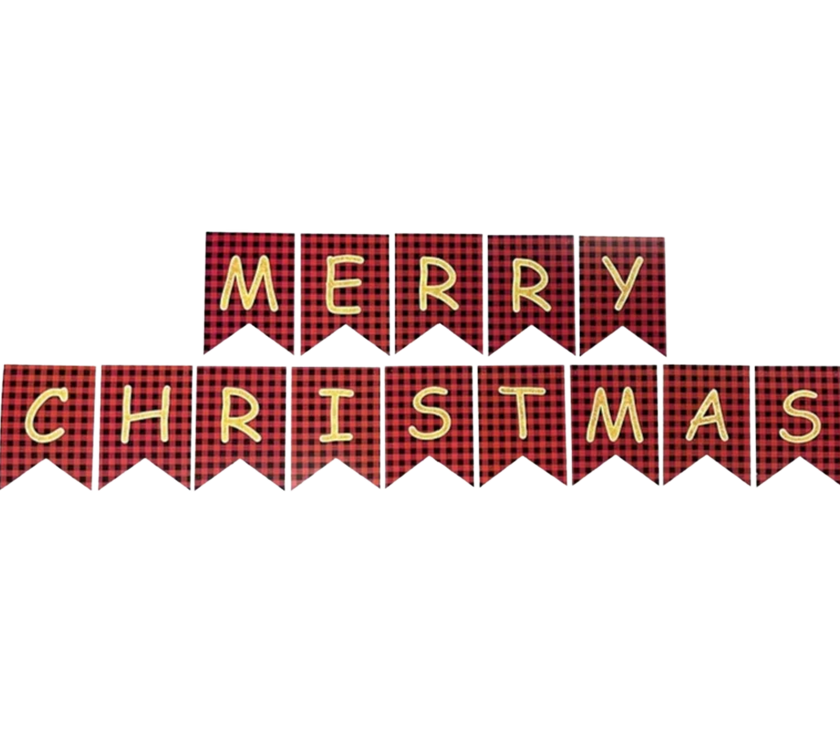 Merry Christmas Buffalo Plaid Banner