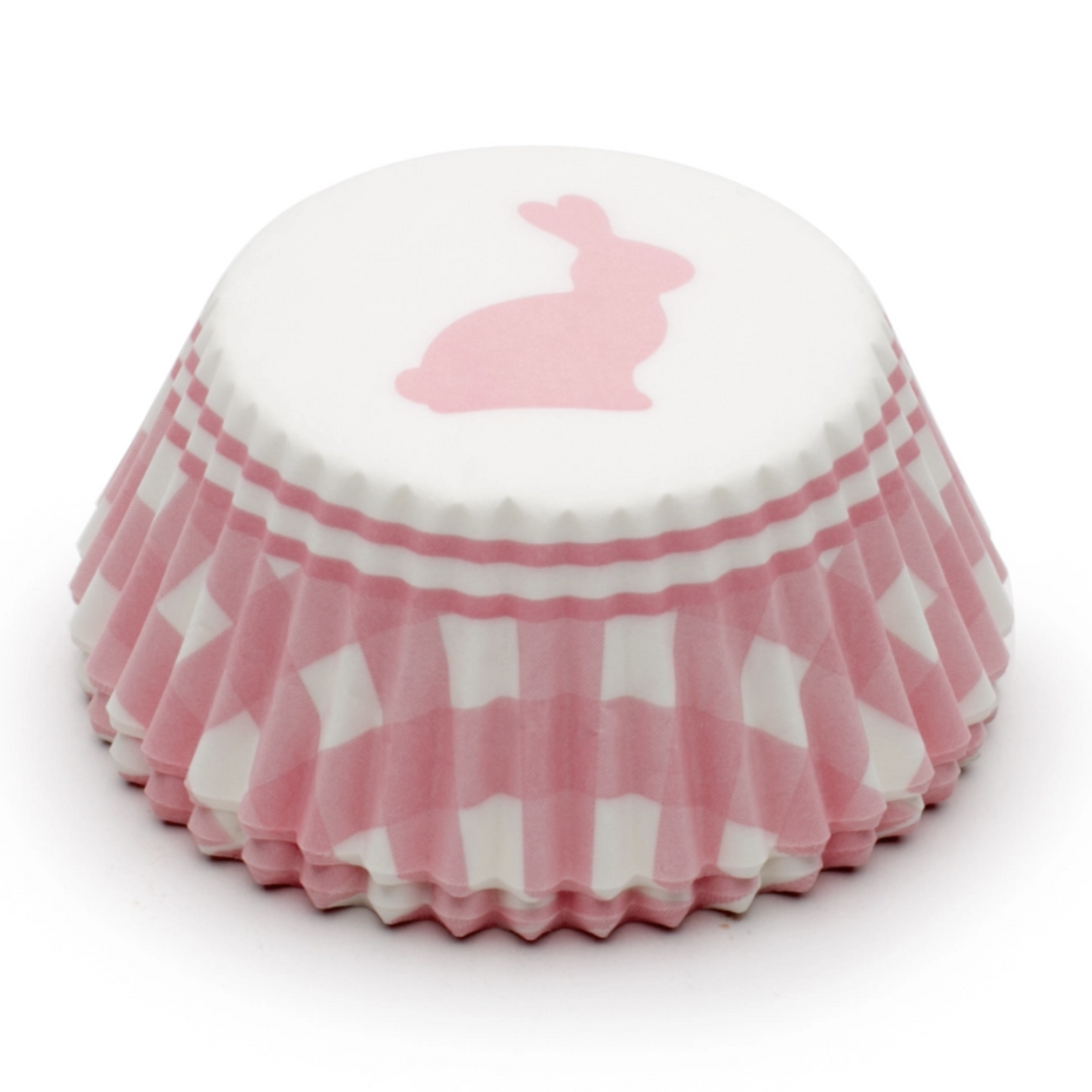Pink Gingham Bunny Cupcake Liners - 50CT