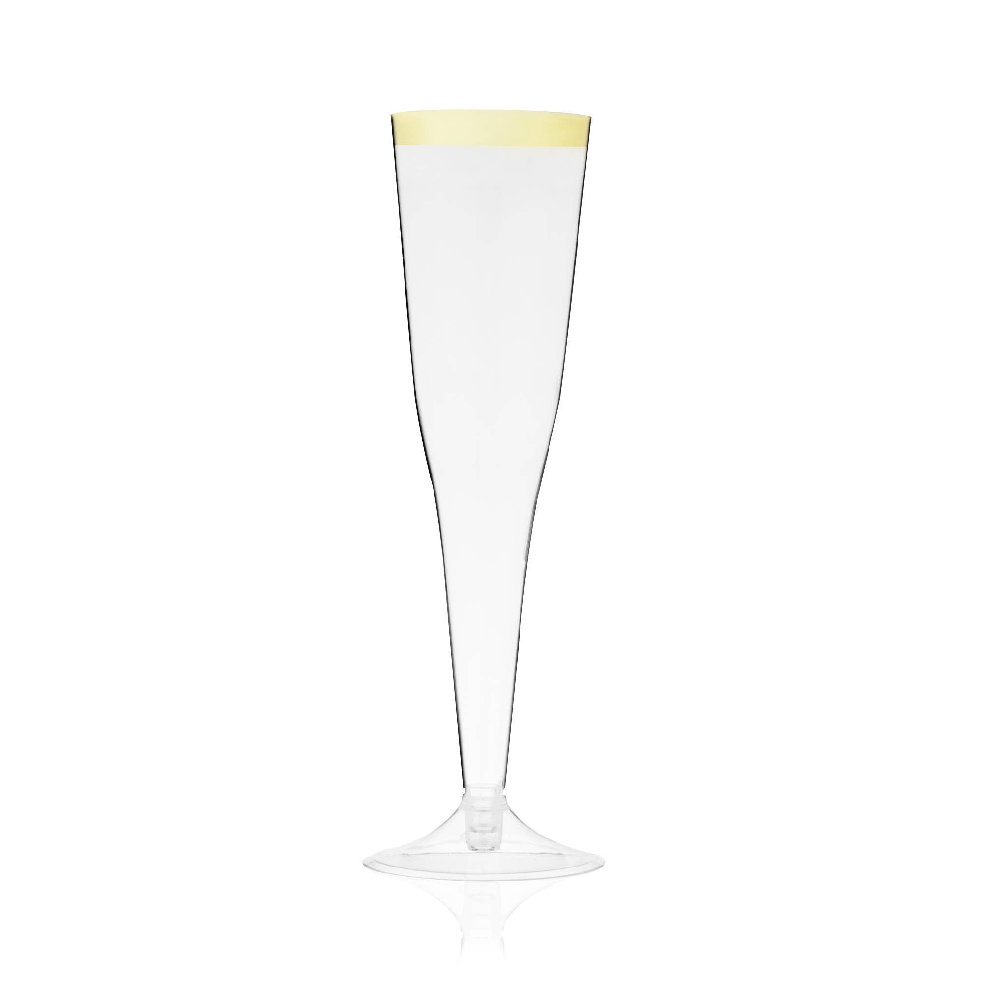 Disposable Gold Rimmed Champagne Flutes - Pack of 12