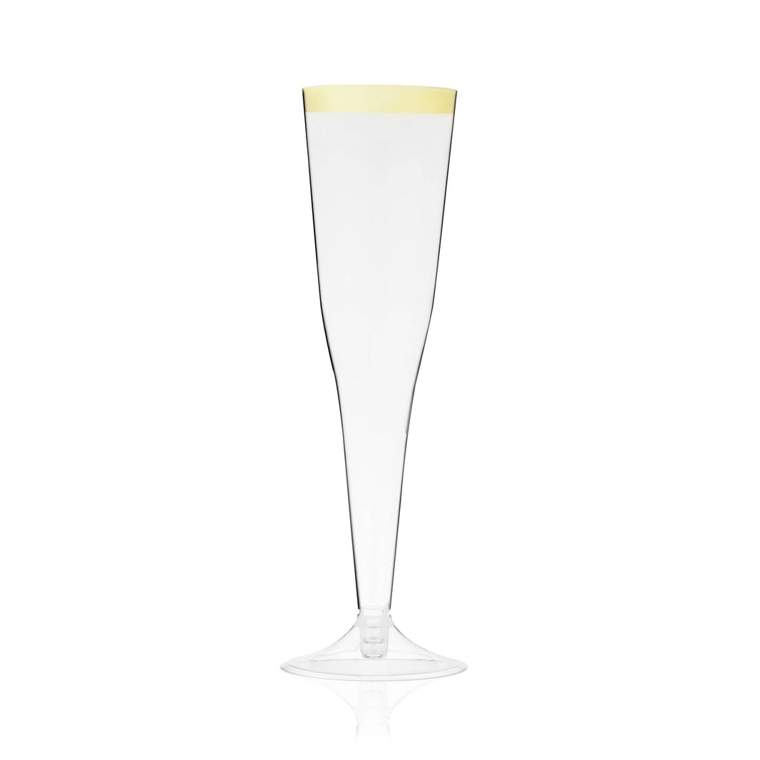 Disposable Gold Rimmed Champagne Flutes - Pack of 12