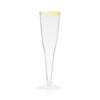 Disposable Gold Rimmed Champagne Flutes - Pack of 12