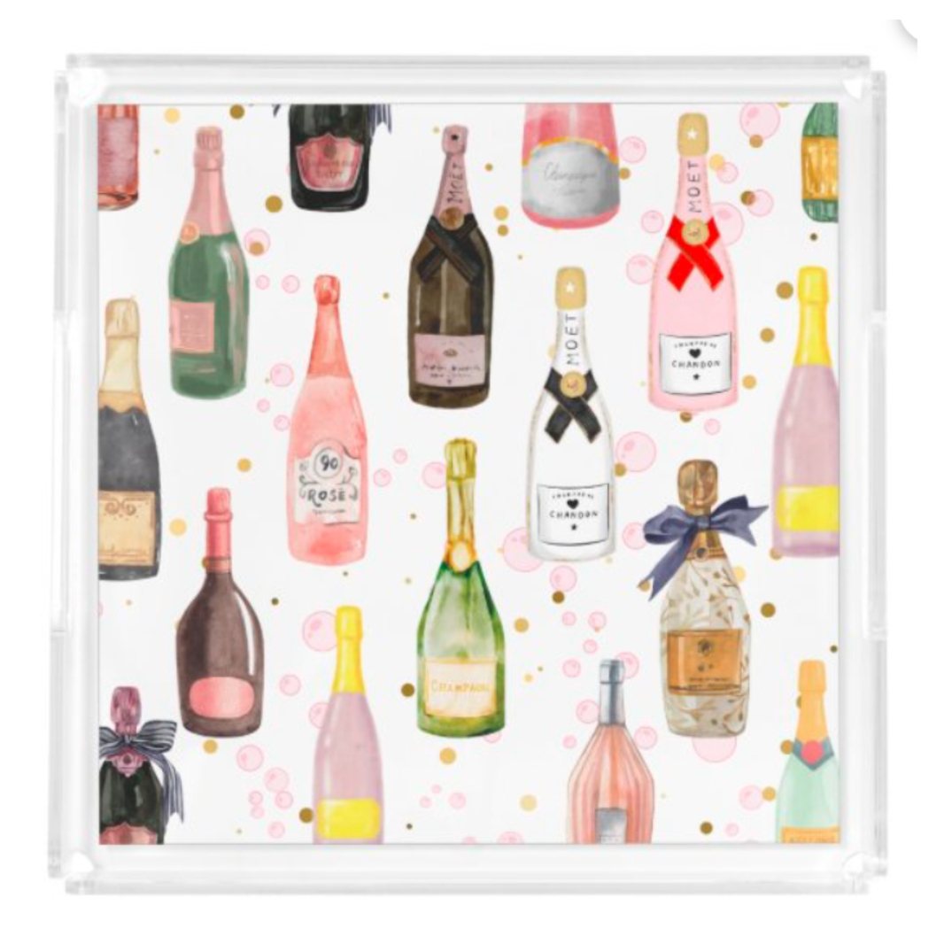 Pop the Champagne Acrylic Serving Tray - 8.5"x11"