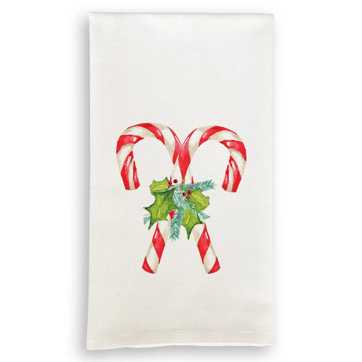 Candy Canes with Greens Dishtowel