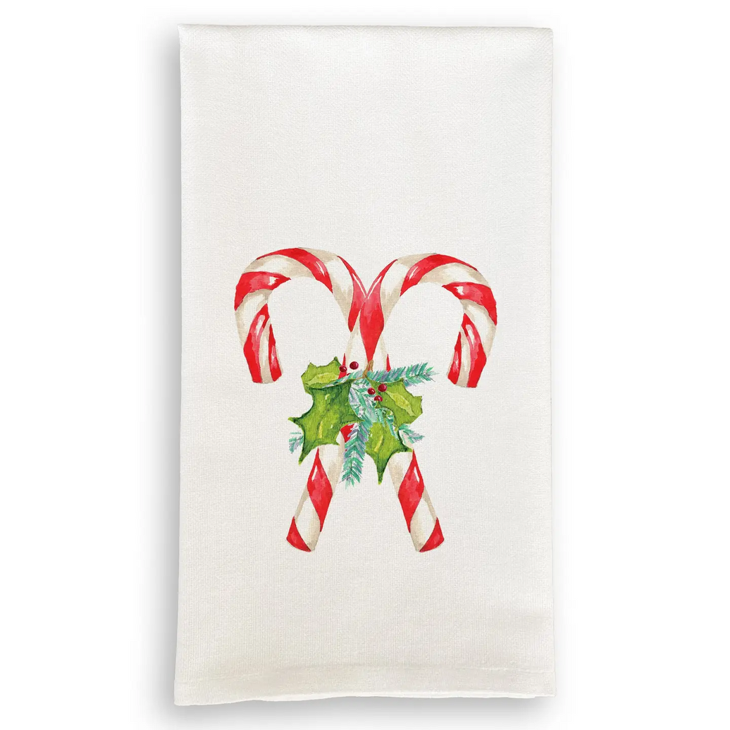 Candy Canes with Greens Dishtowel