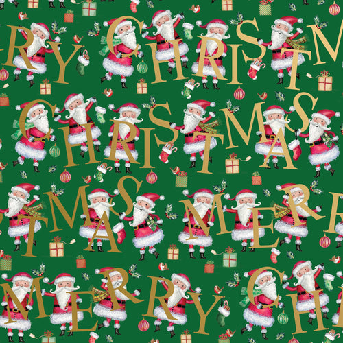Santa Christmas Green Gift Wrap Roll