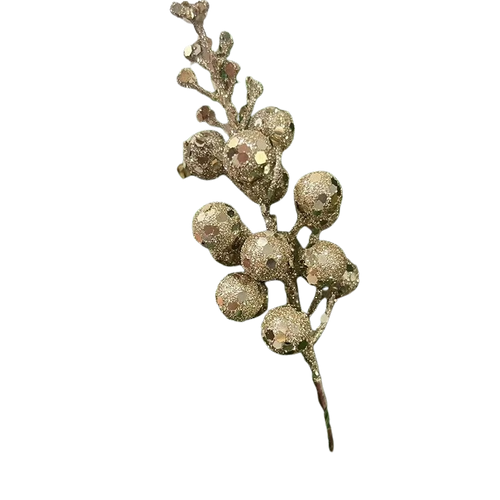 Champagne Metallic Berry Sprig