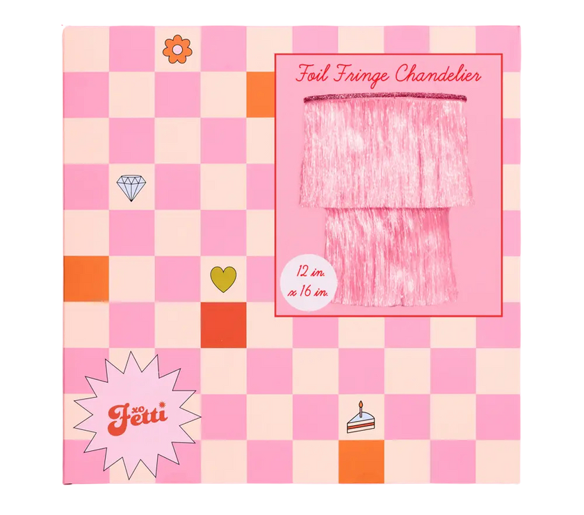 Pink Party Chandelier - iridescent foil 16"x12" fringe