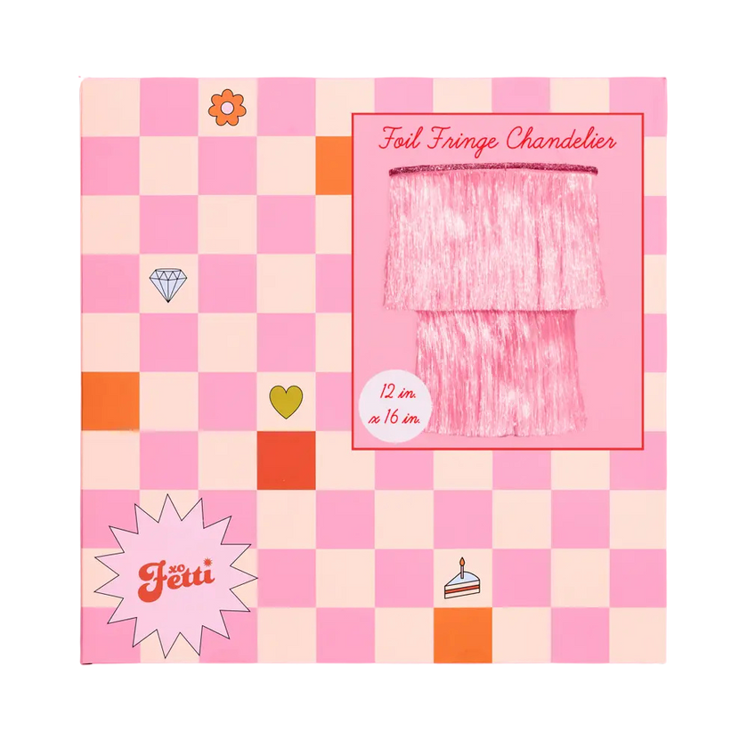 Pink Party Chandelier - iridescent foil 16"x12" fringe