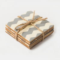 Inlaya Grey and Ivory Coasters - Set of 4
