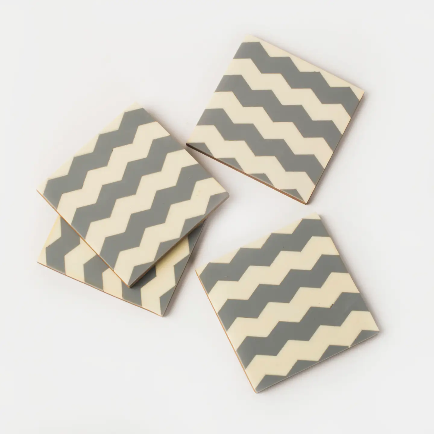 Inlaya Grey and Ivory Coasters - Set of 4