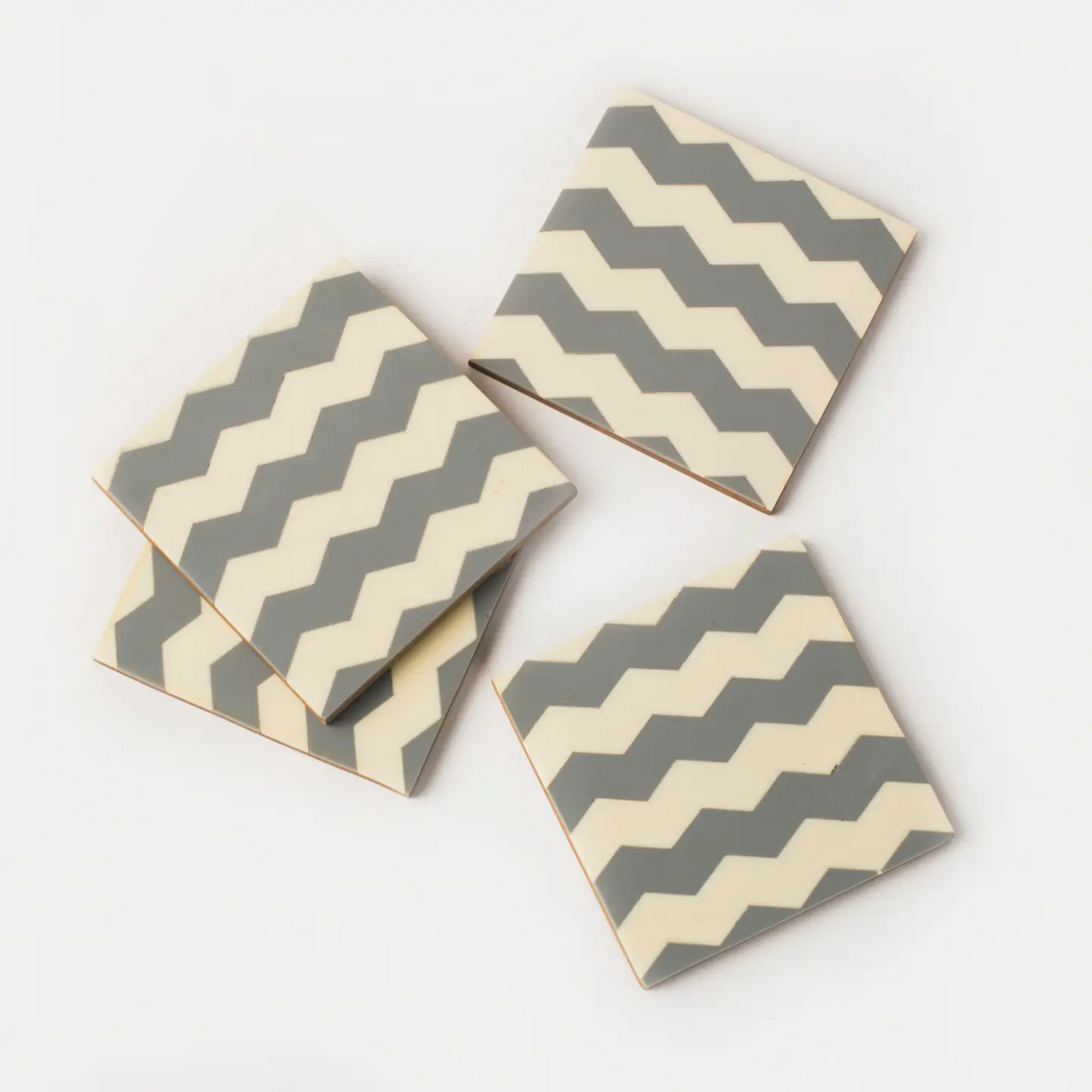 Inlaya Grey and Ivory Coasters - Set of 4