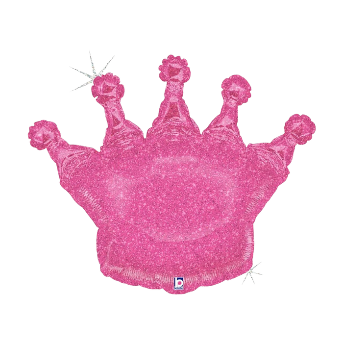 36" Holographic Glittering Crown - Pink Foil Balloon