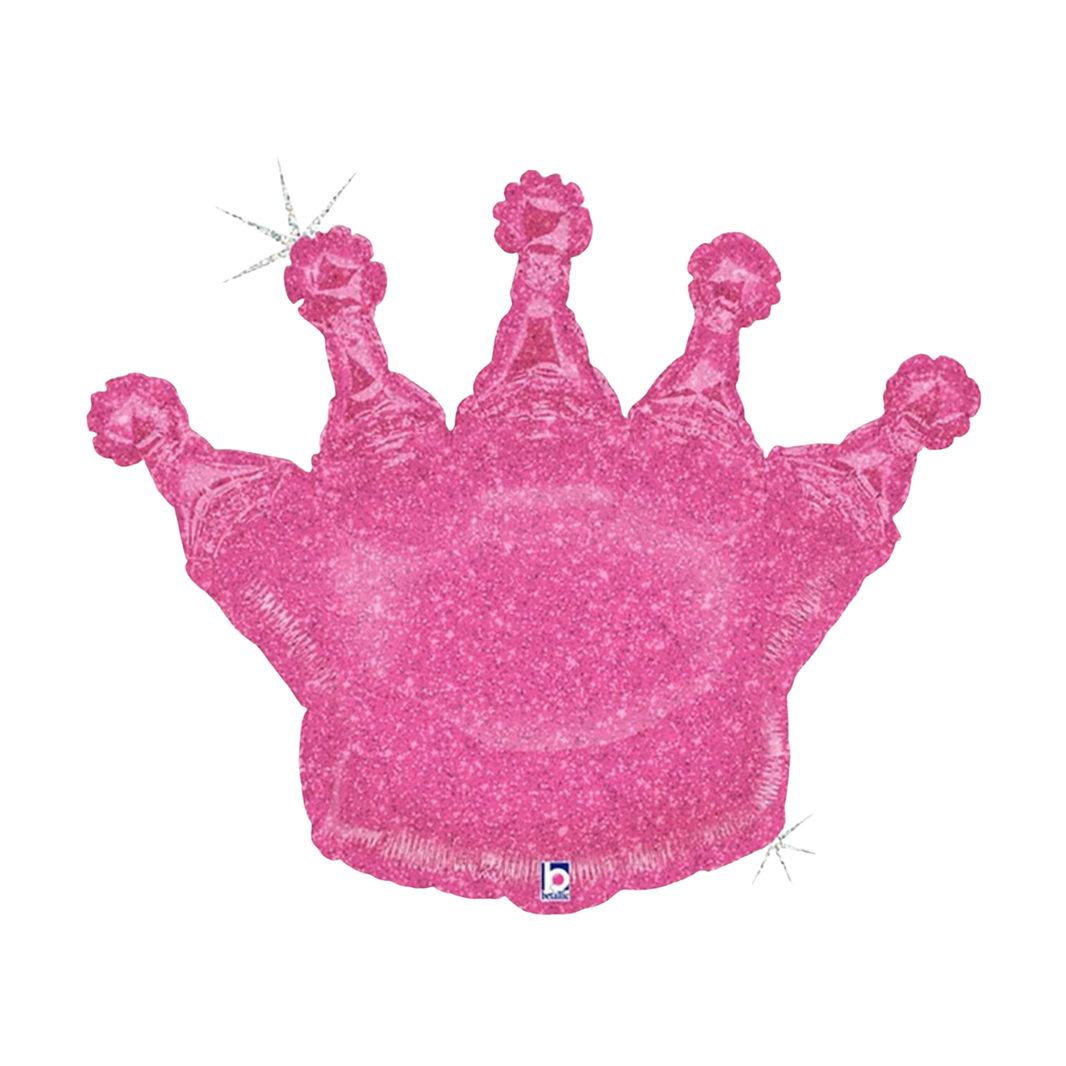 36" Holographic Glittering Crown - Pink Foil Balloon