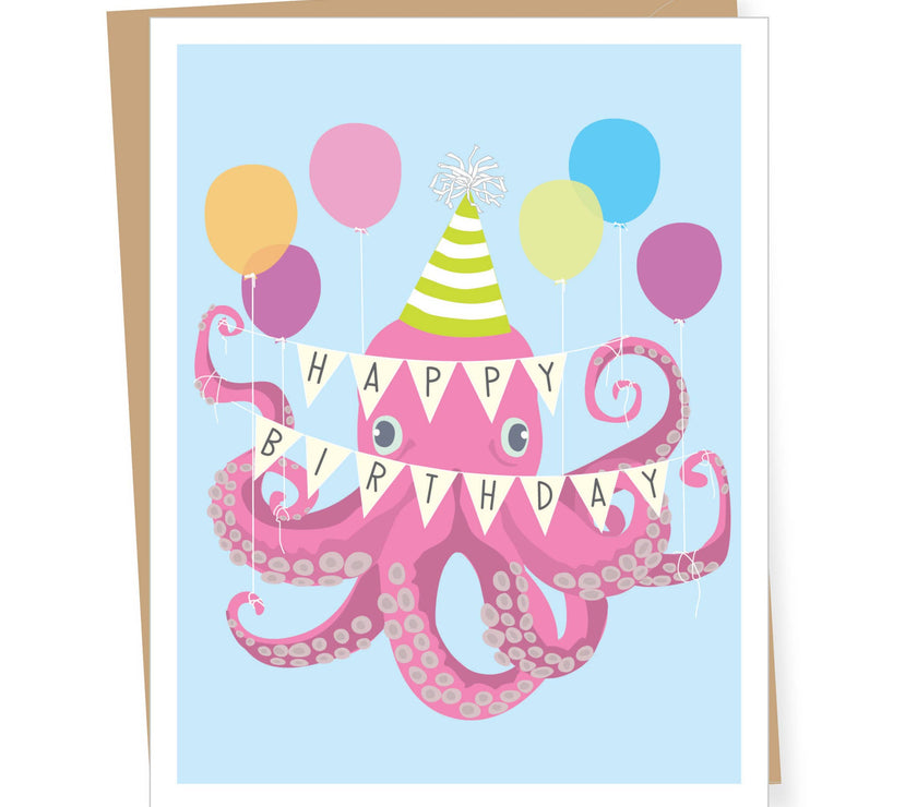 Party Octopus Birthday Greeting Card