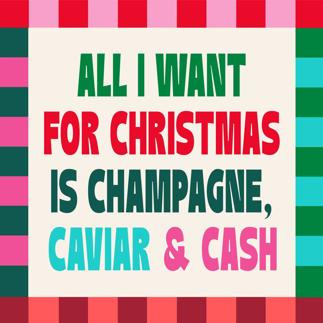 Champagne Caviar and Cash Christmas Cocktail Napkins -  20CT
