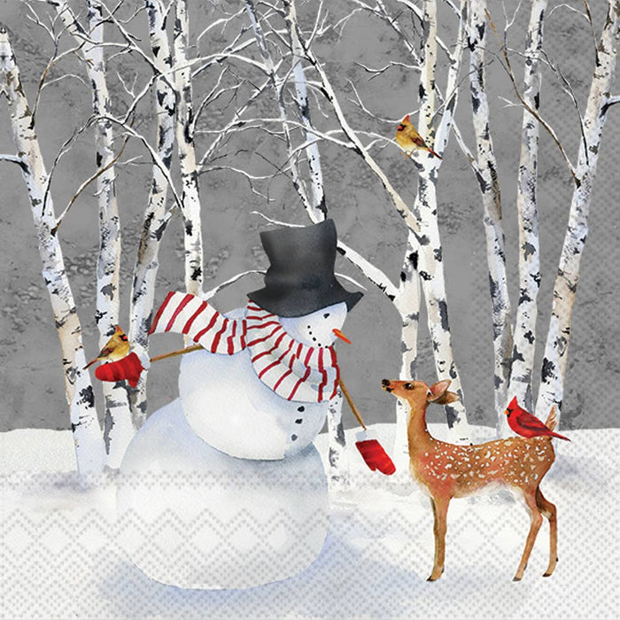 Snowy Fawn Friends Christmas Paper Cocktail Napkins - 20CT
