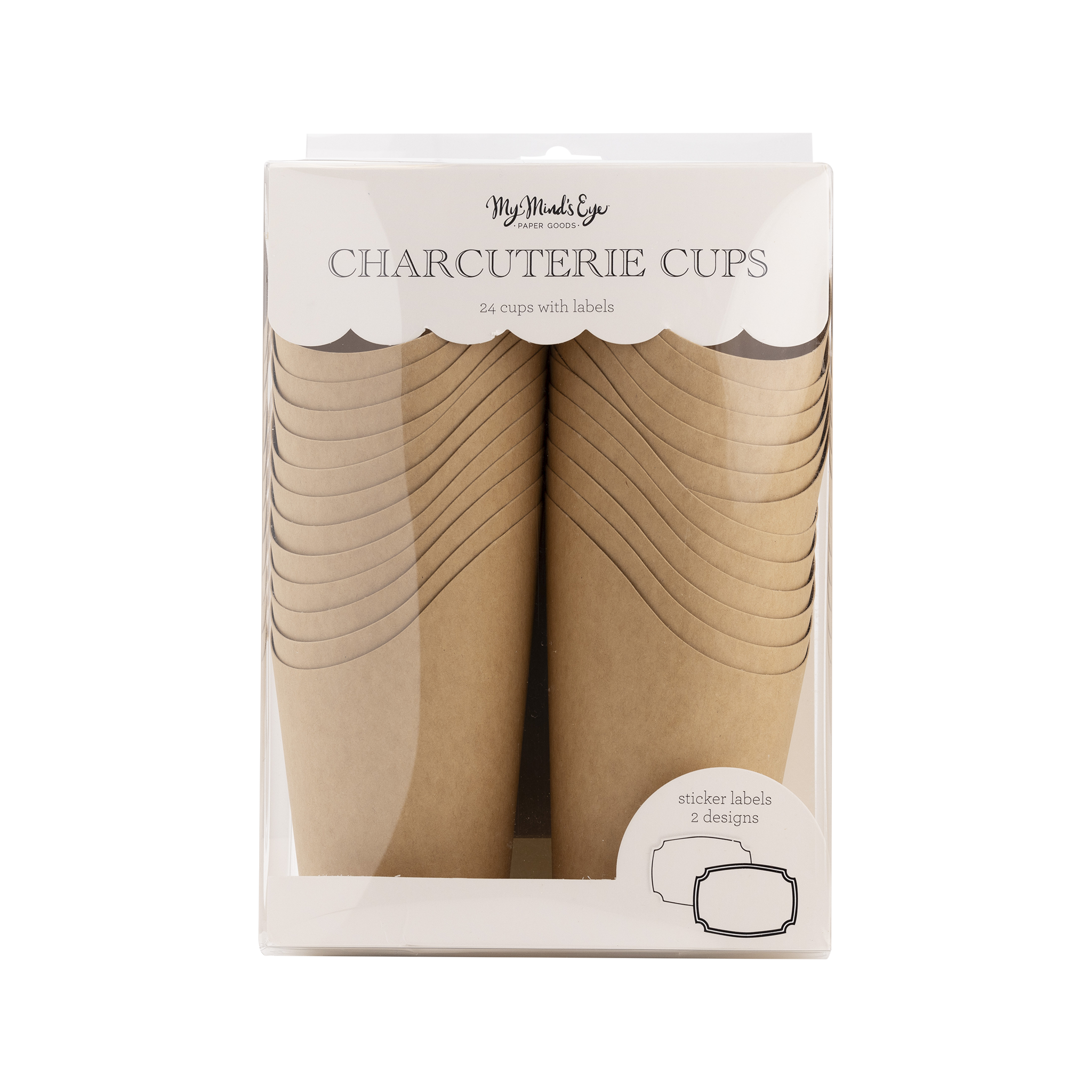 Kraft Charcuterie Cups with Sticker Labels - 24CT