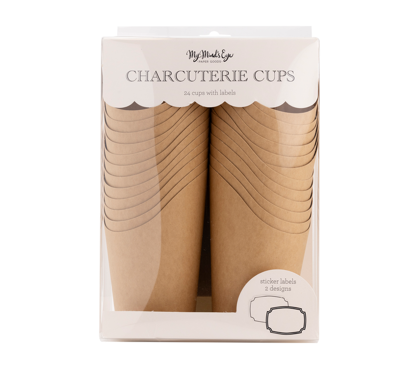 Kraft Charcuterie Cups with Sticker Labels - 24CT