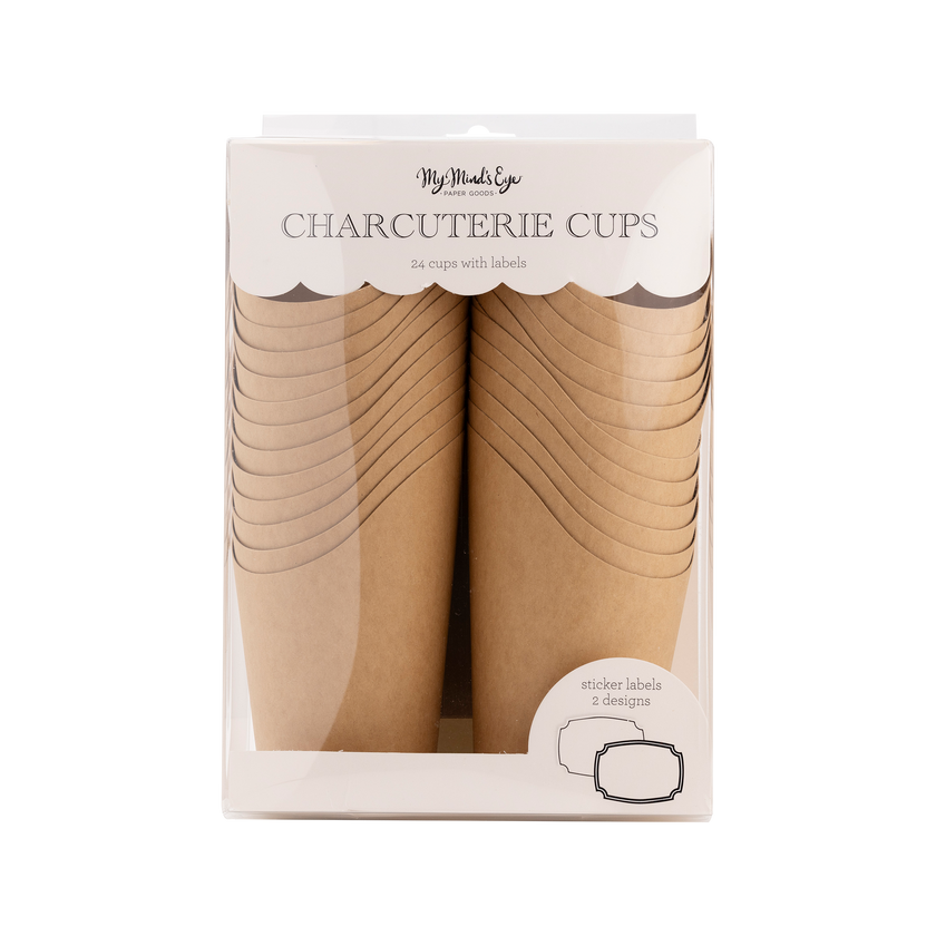 Kraft Charcuterie Cups with Sticker Labels - 24CT
