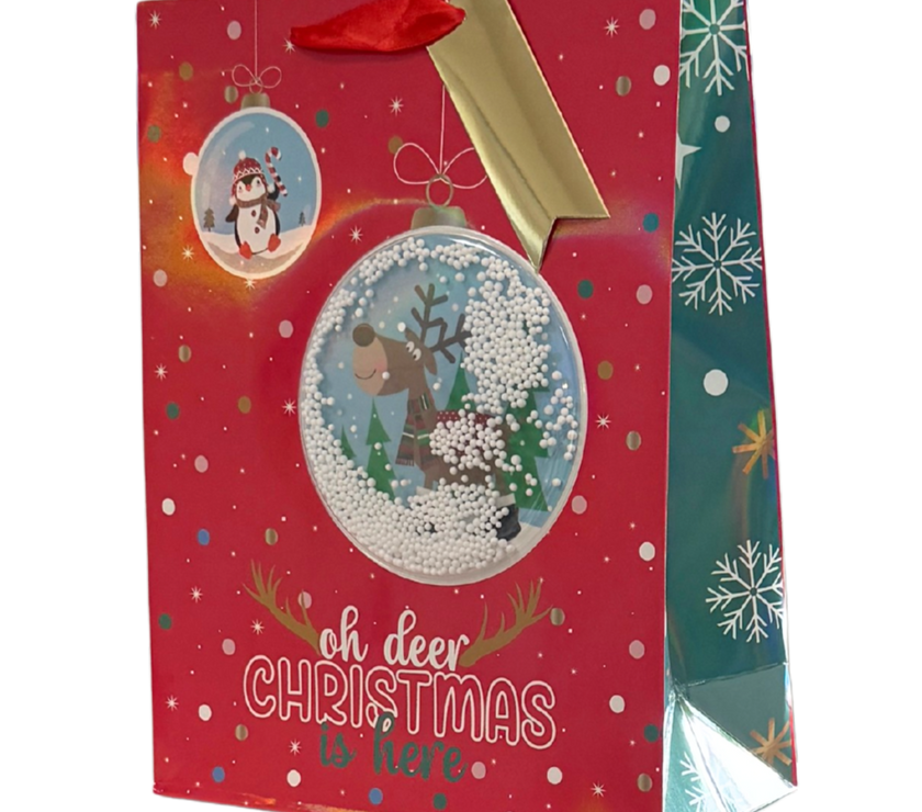 Snowglobe Reindeer Large Gift Bag