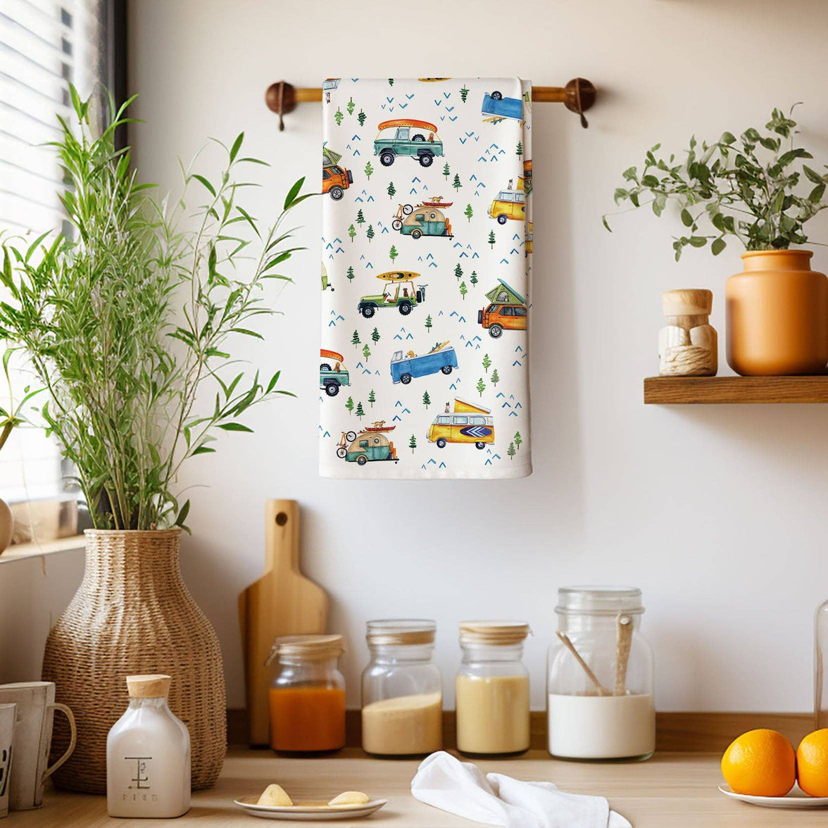 Camping Trucks & Outdoorsy Tea Towel