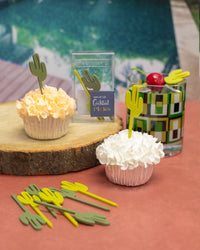 Cactus Acrylic Western Cocktail or Appetizer Mini Picks - Set of 12