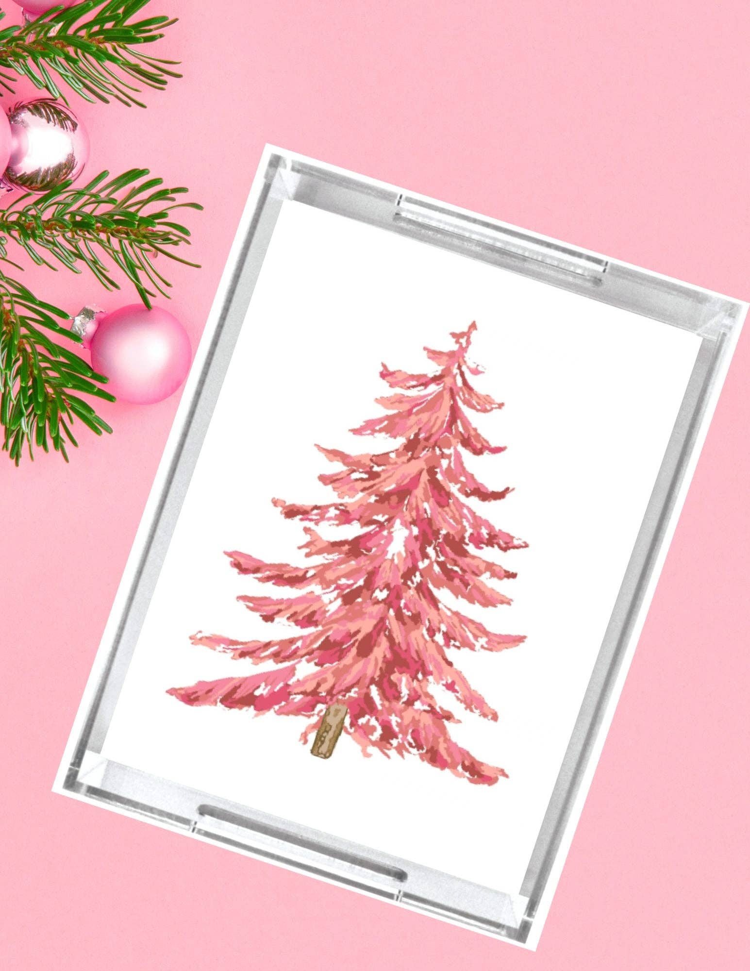 Pink Tree Acrylic Serving Tray - 8.5"x11"
