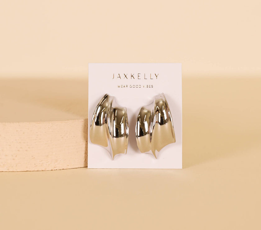 Silver - Bold Wave - Earrings