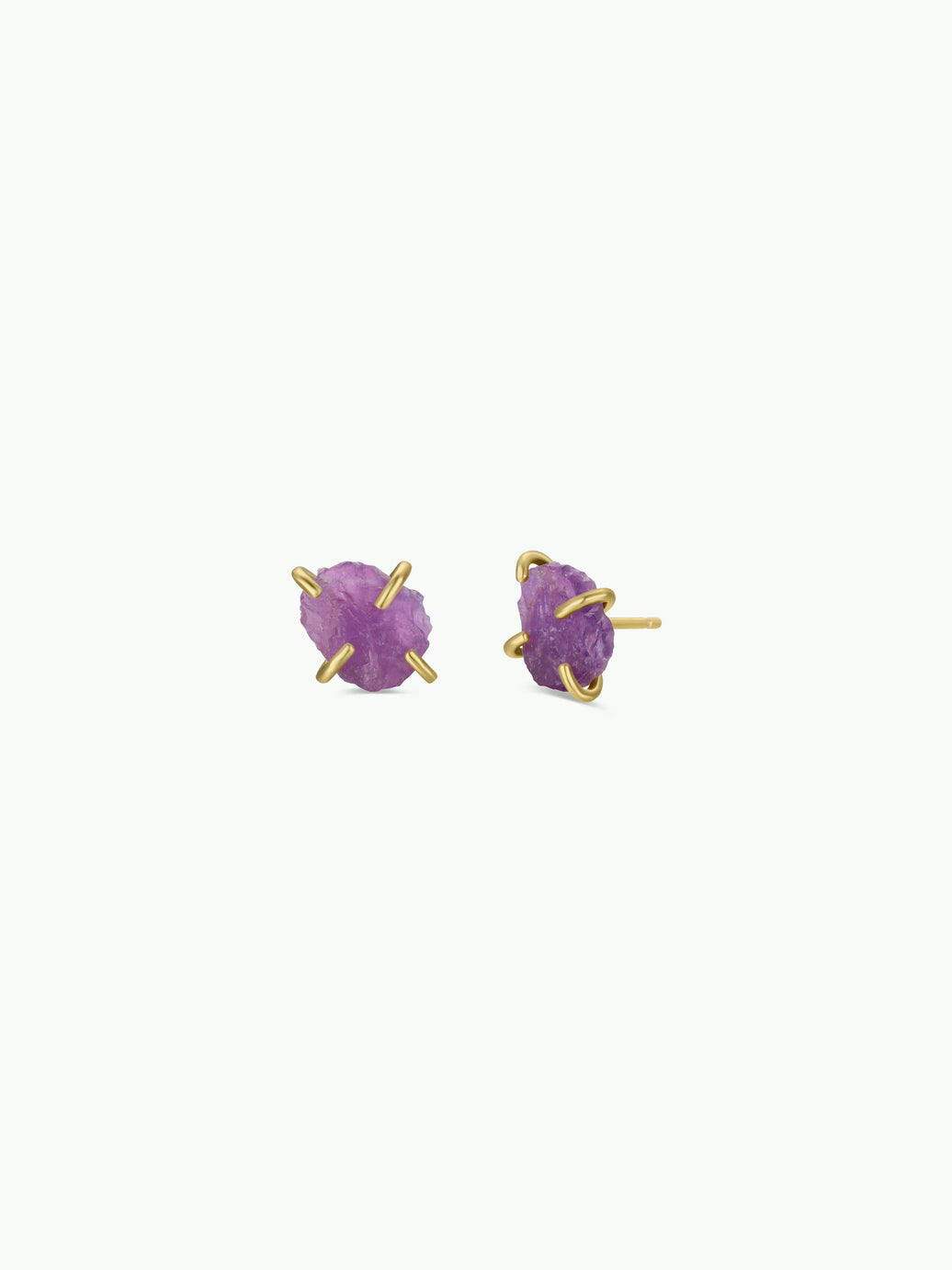 Gemstone Prong - Amethyst - Gold Earrings