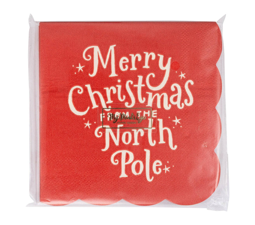 Merry Christmas North Pole Cocktail Napkins - 24CT