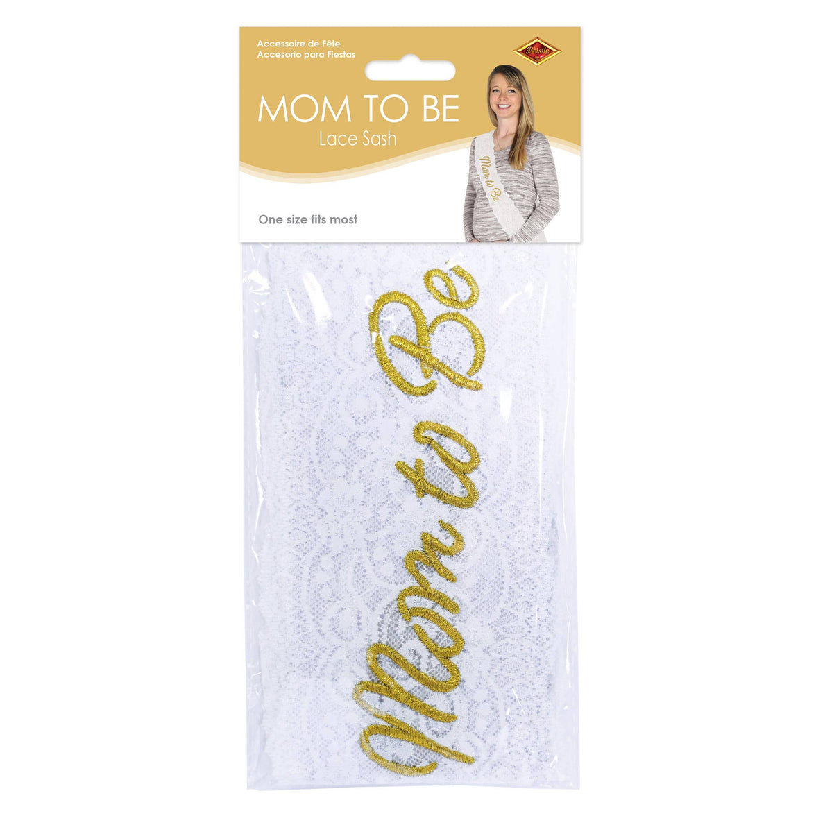 White "Mom to Be" Lace Sash