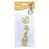 White "Mom to Be" Lace Sash