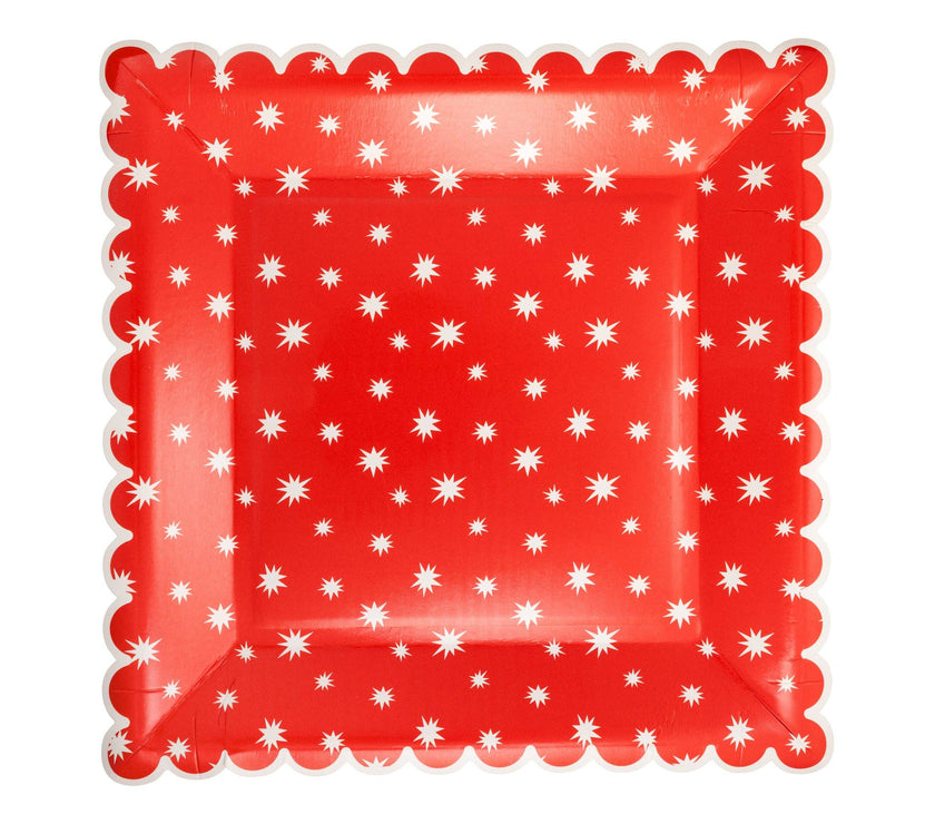 Large Red Star Plates - 8CT