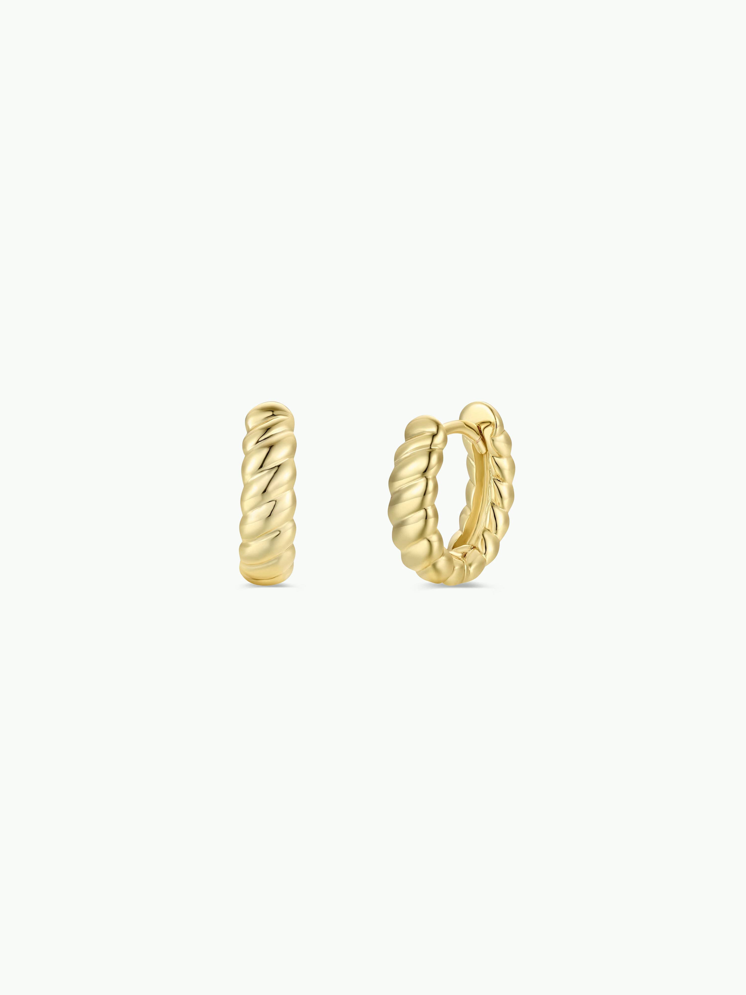 Small Channel Gold Hoop Earrings