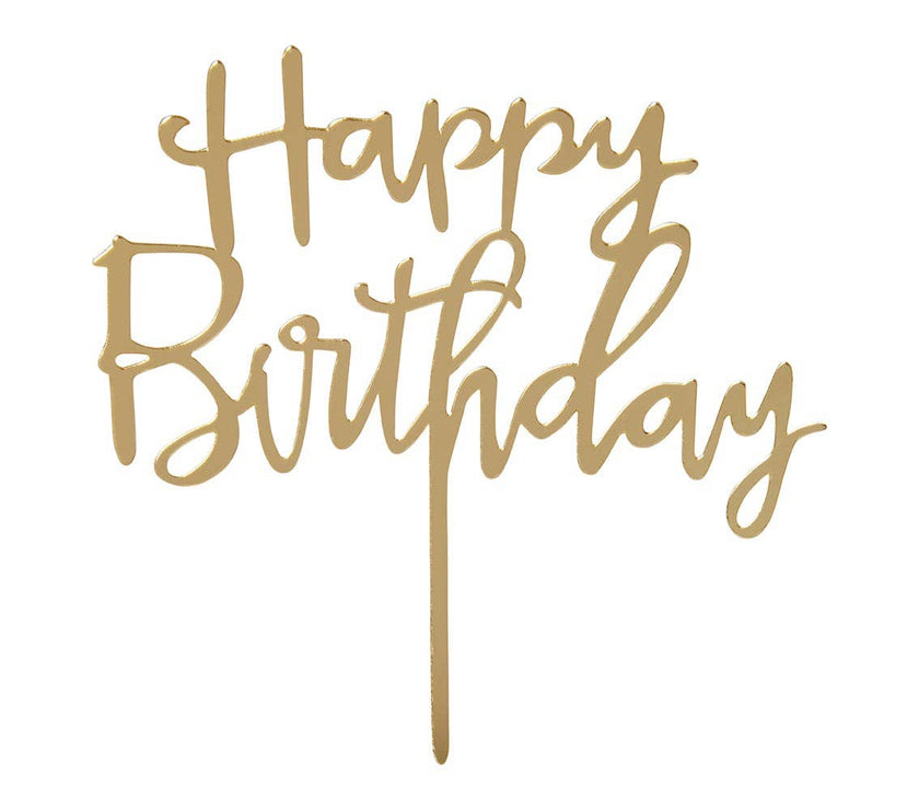 Gold Acrylic Happy Birthday Cake Topper