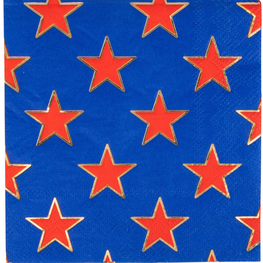 Gold Star Cocktail Napkins - 18CT