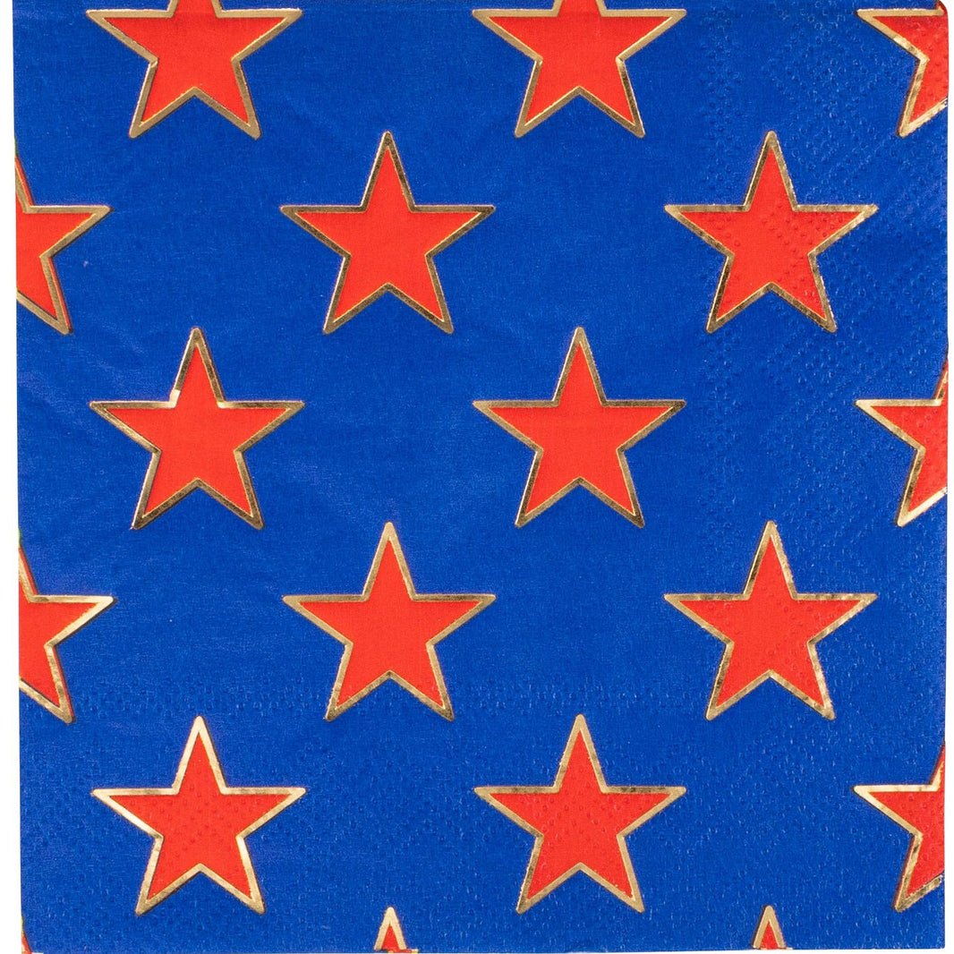 Gold Star Cocktail Napkins - 18CT