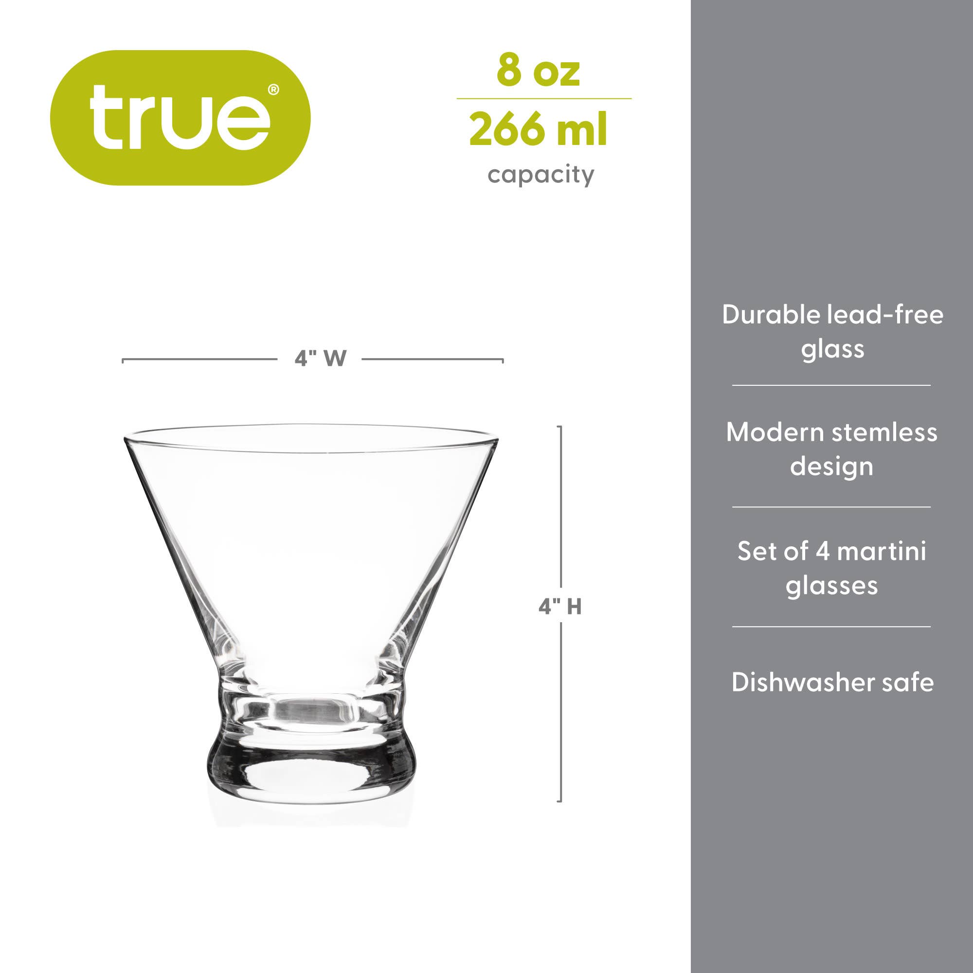 Stemless Martini Glasses Set of 4