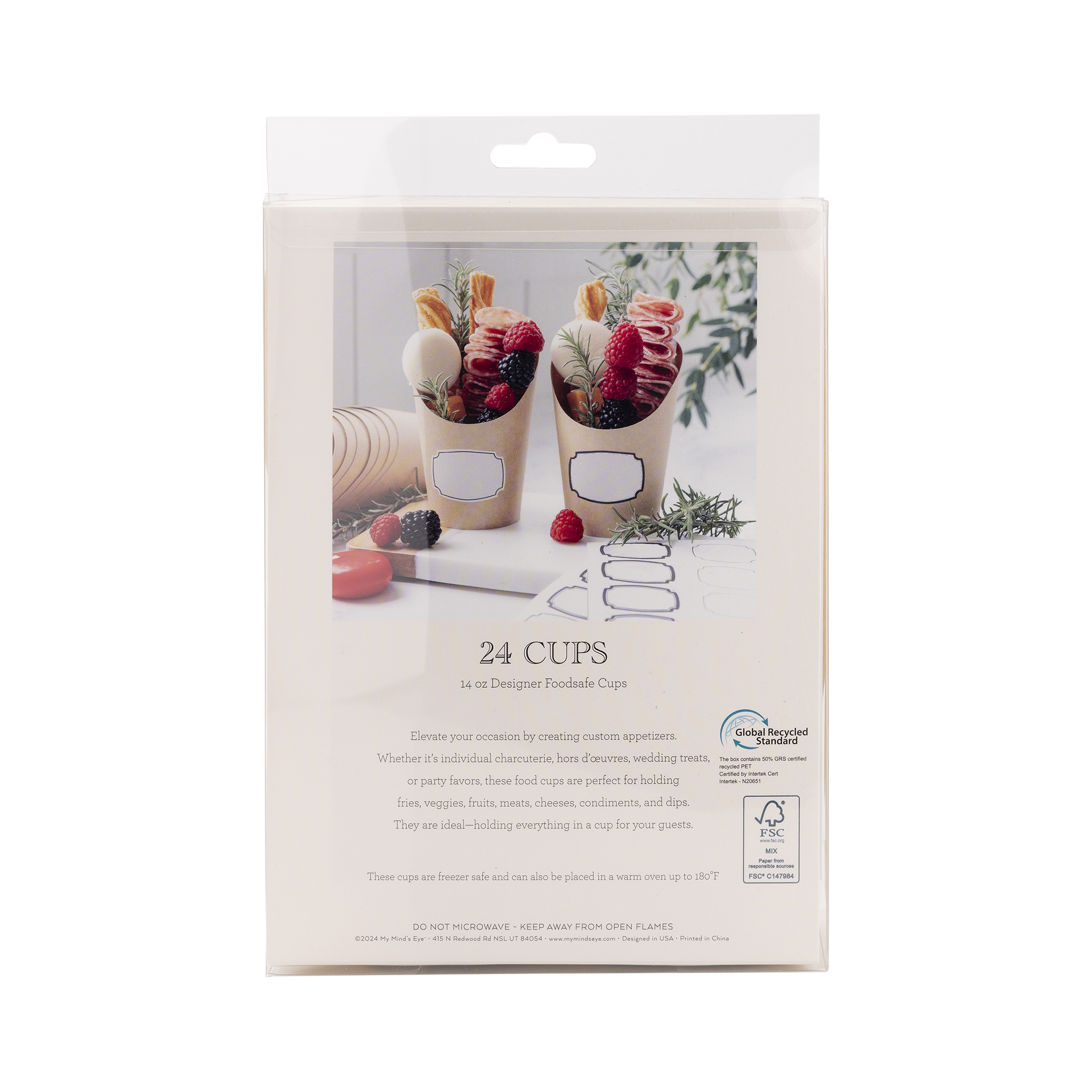 Kraft Charcuterie Cups with Sticker Labels - 24CT